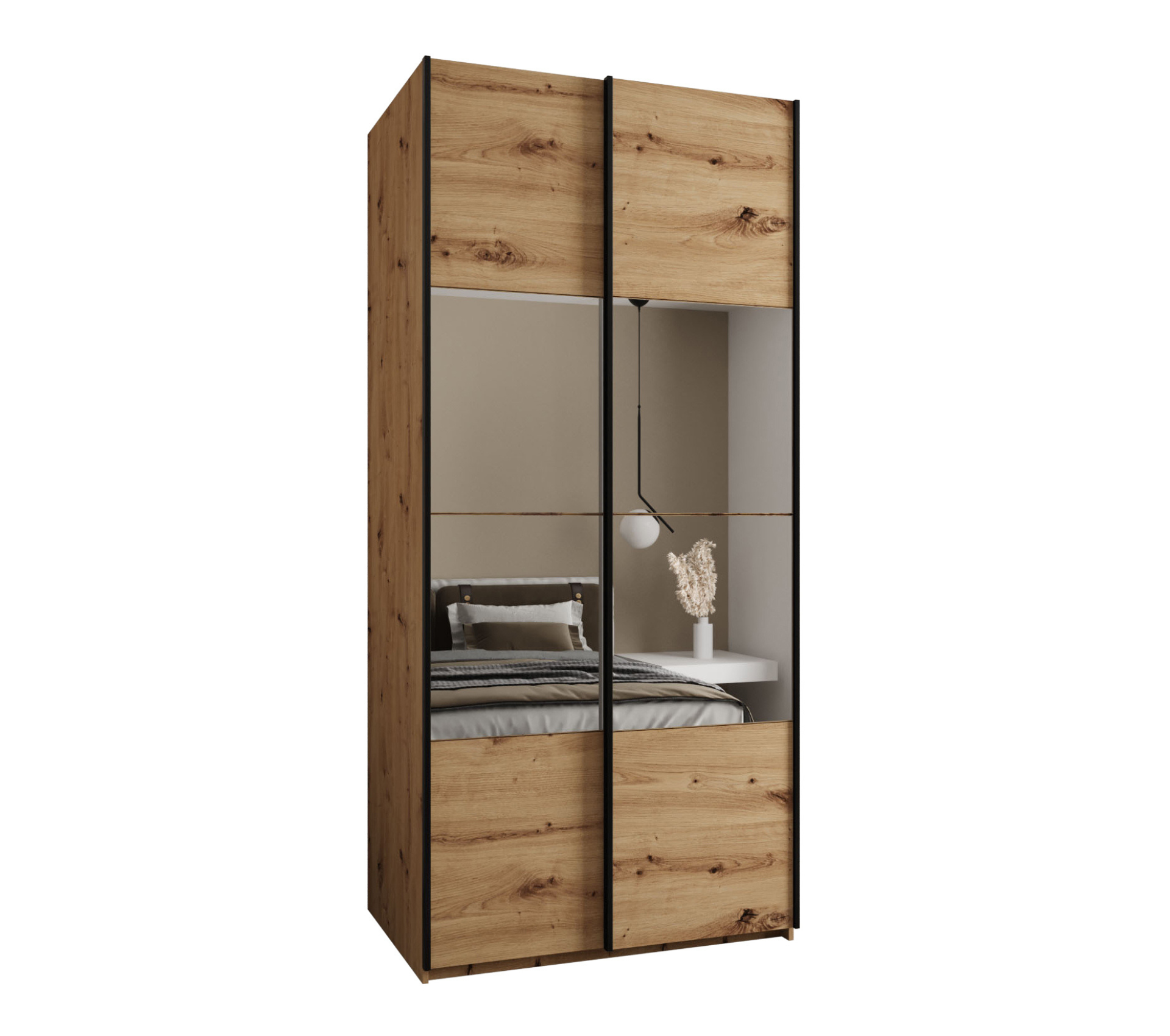 Szafa przesuwna wysoka Lux 4 110 x 64 x 245,5 cm artisan + artisan + u. czarny - Abiks Meble