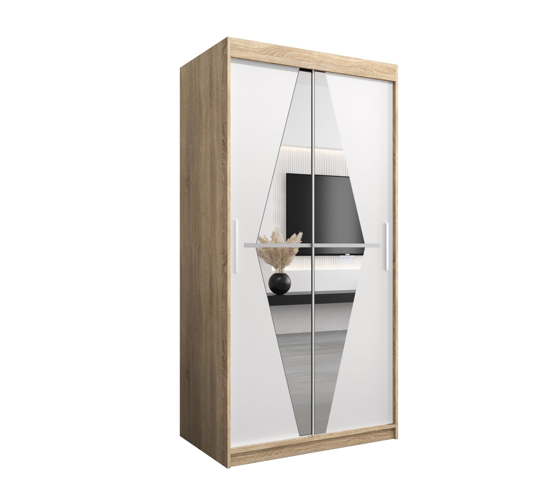 Szafa przesuwna garderoba BOLIWIA 100 x 62 x 200 cm Sonoma + Biały - Abiks Meble