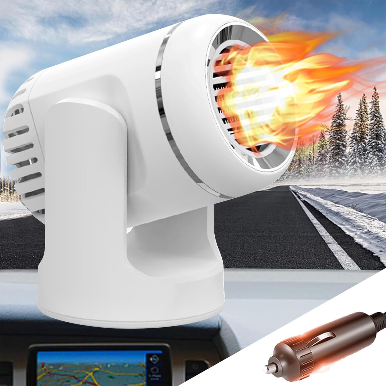 Chauffe Voiture 12V 150W Portable 2 En 1 Dégivrant Rotatif 360° - Chauffage Et Climatisation Rapide