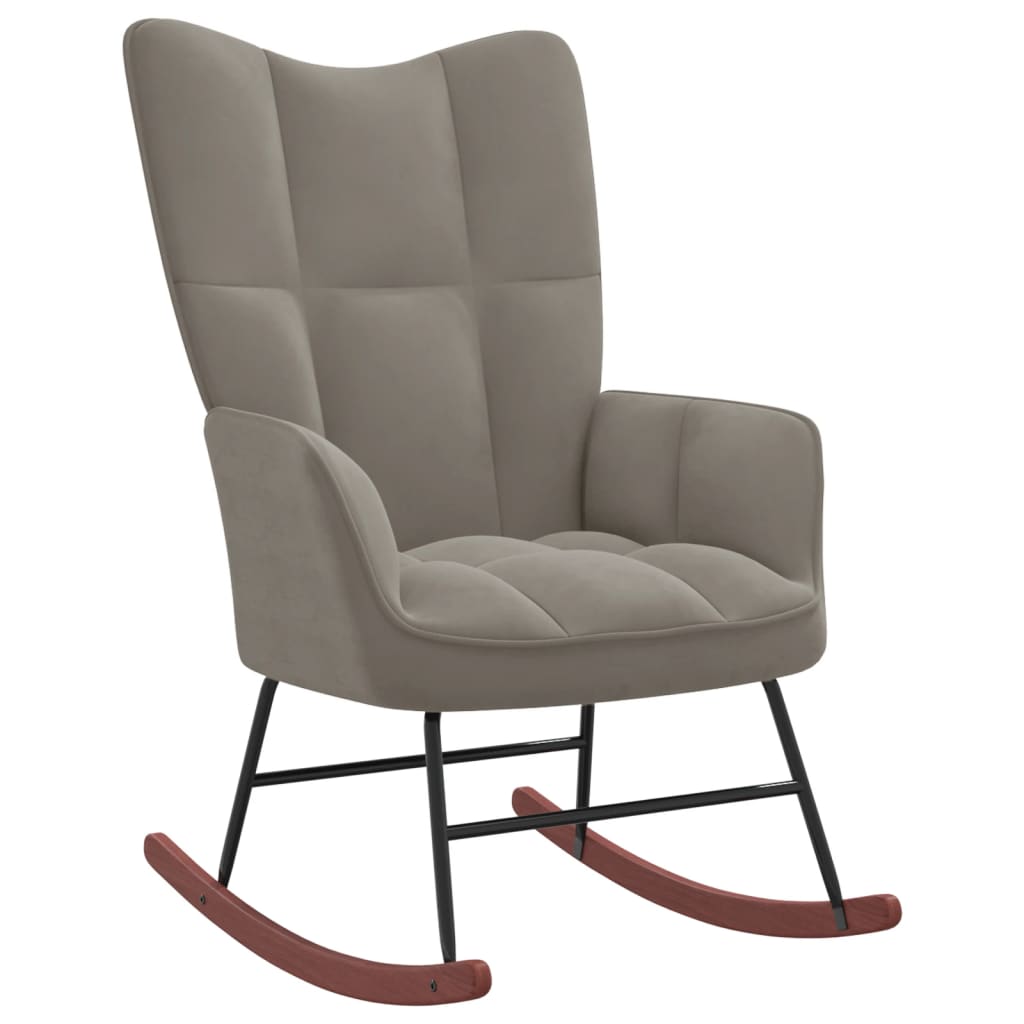 Chaise à bascule | Fauteuil à bascule | Fauteuil de relaxation avec repose-pied Gris clair Velours819595 - 5