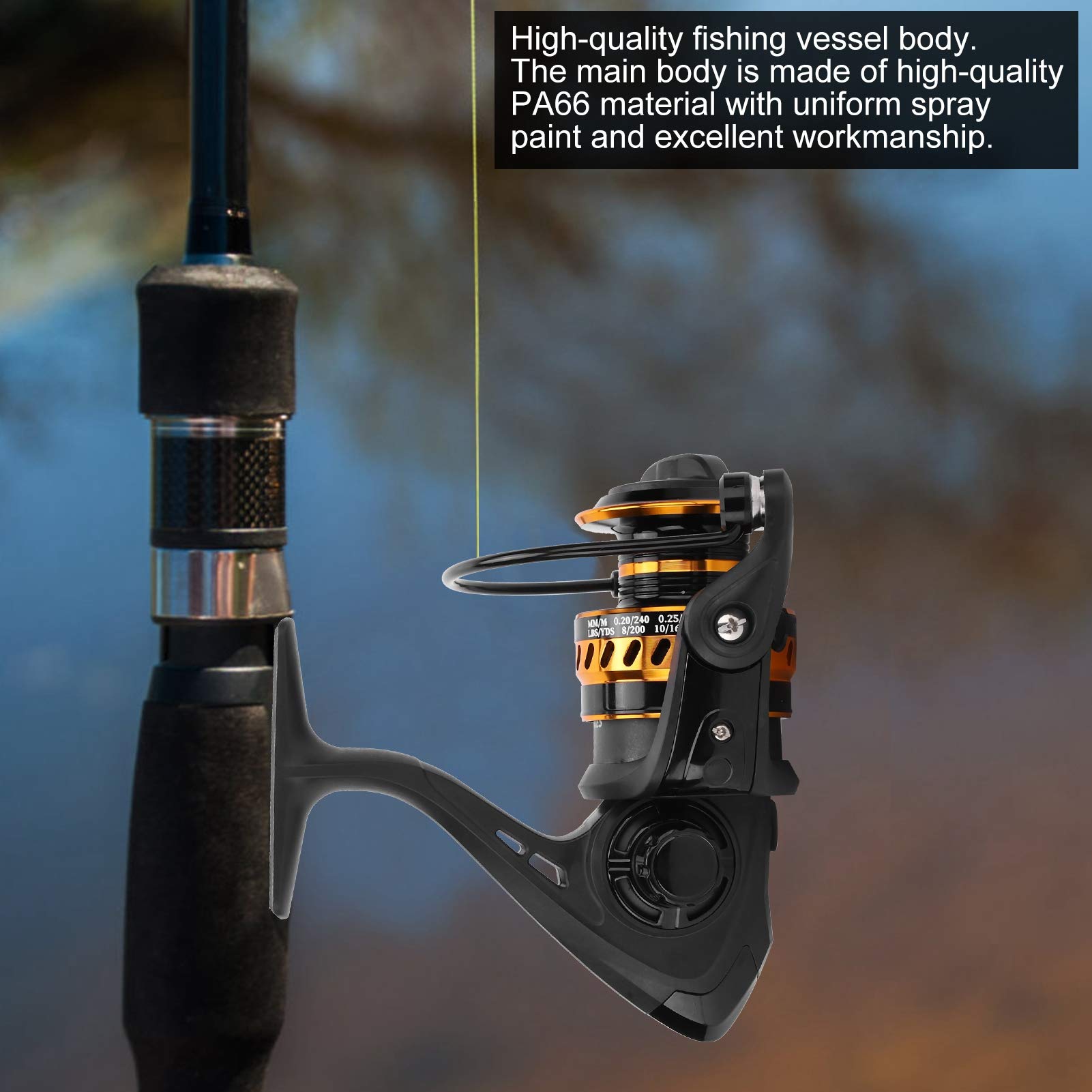 Accessorio per la pesca con zattera a dondolo con canna da pesca portatile in metallo con lenza da pesca (LT4000 oro nero) - 6