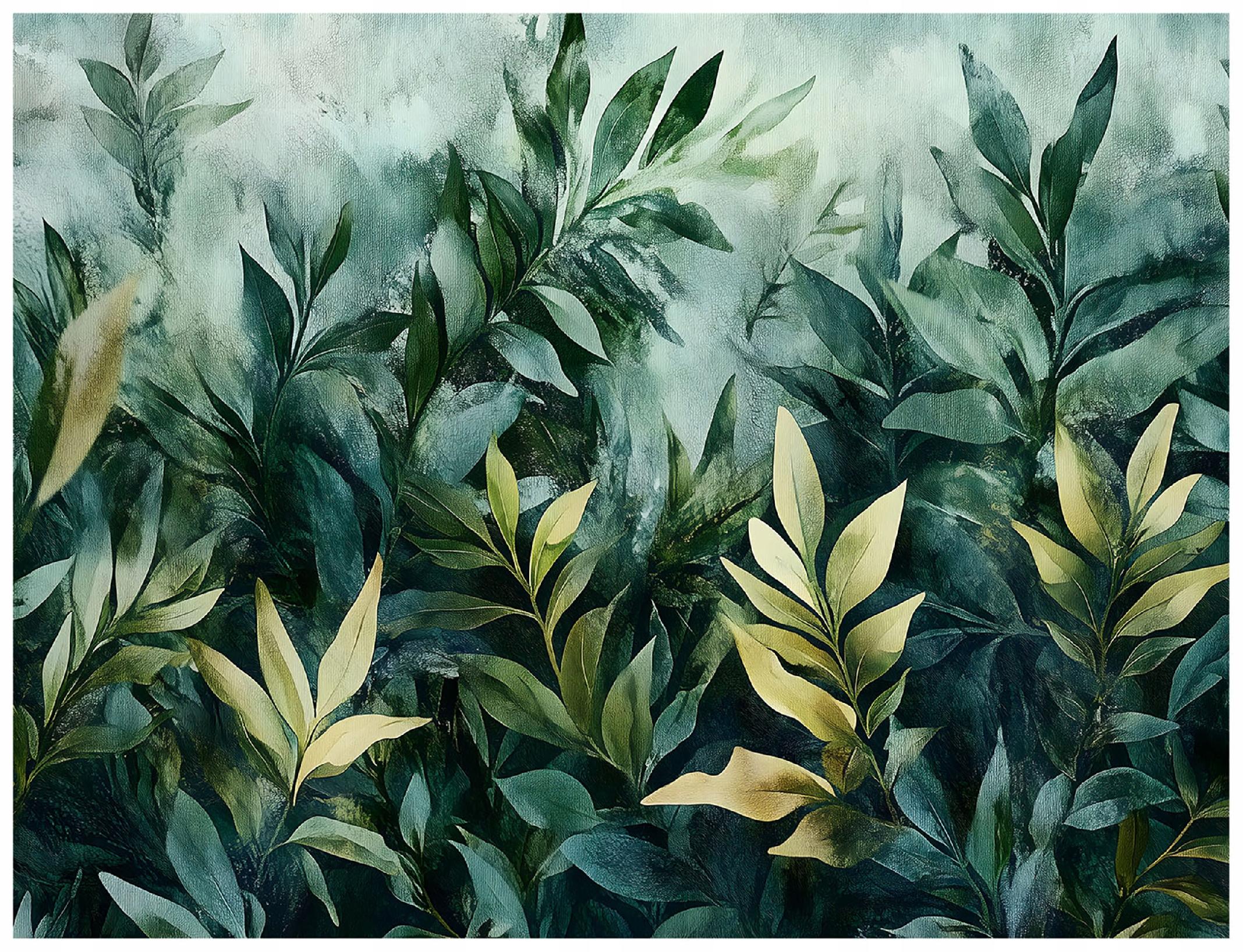 Papier Peint Vert Feuilles Nature Intissé Panoramique 300x210 cm