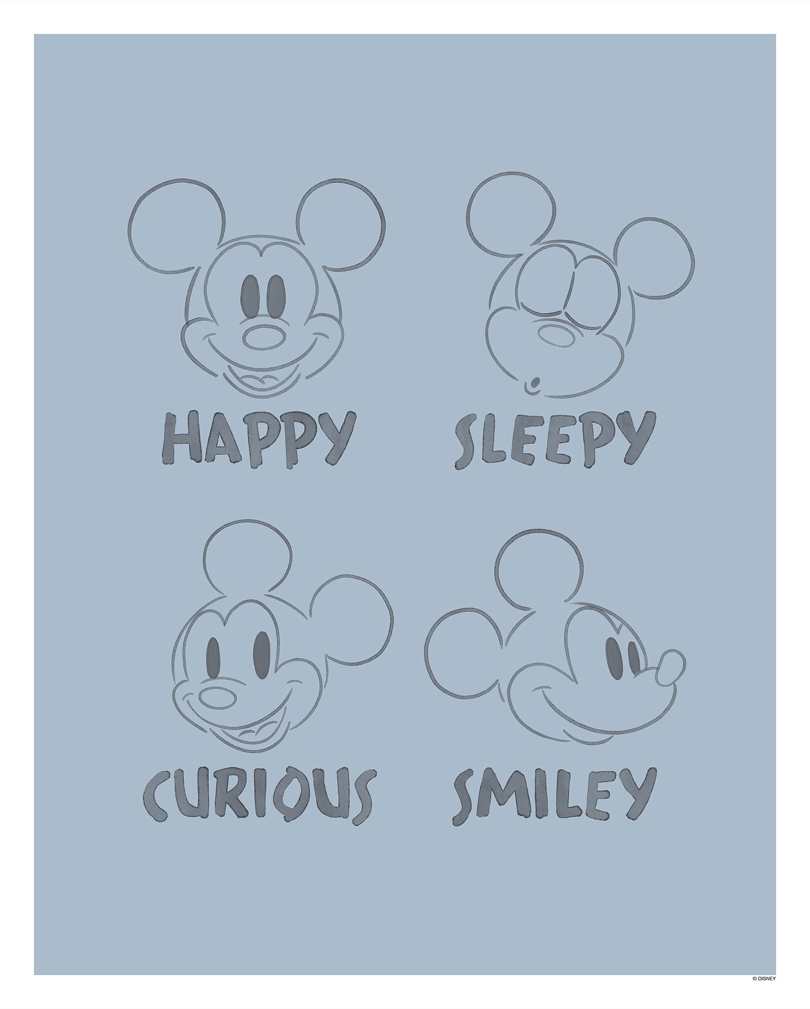 Poster d'art de Komar - Disney Mickey Blue Emotions - Taille: 40 x 50 ...