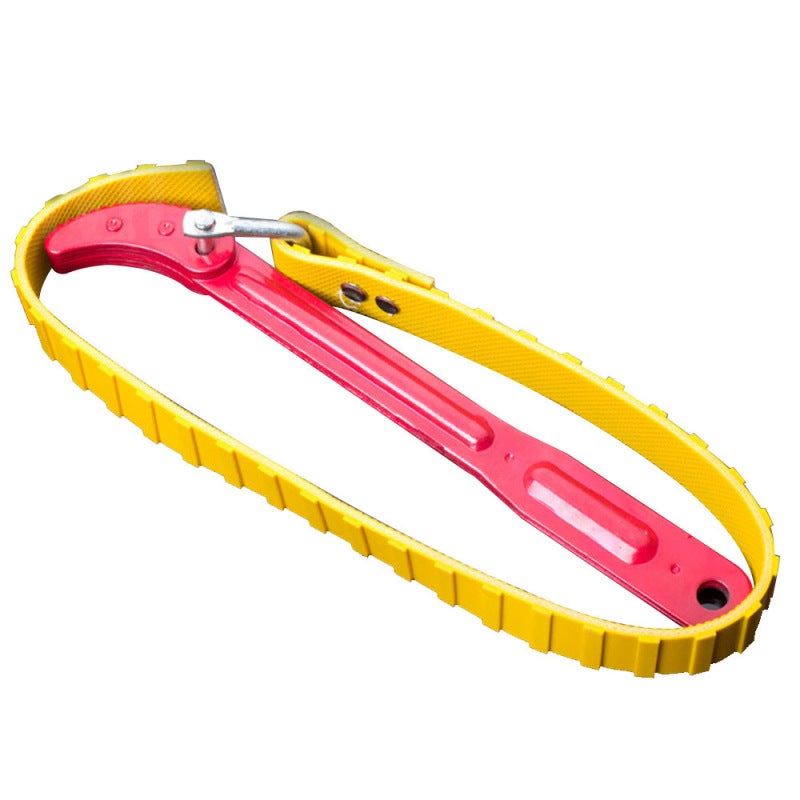 Regulowany klucz taśmowy do hydrauliki, stalowy uchwyt służący do otwierania filtrów i rur (czerwony/żółty).