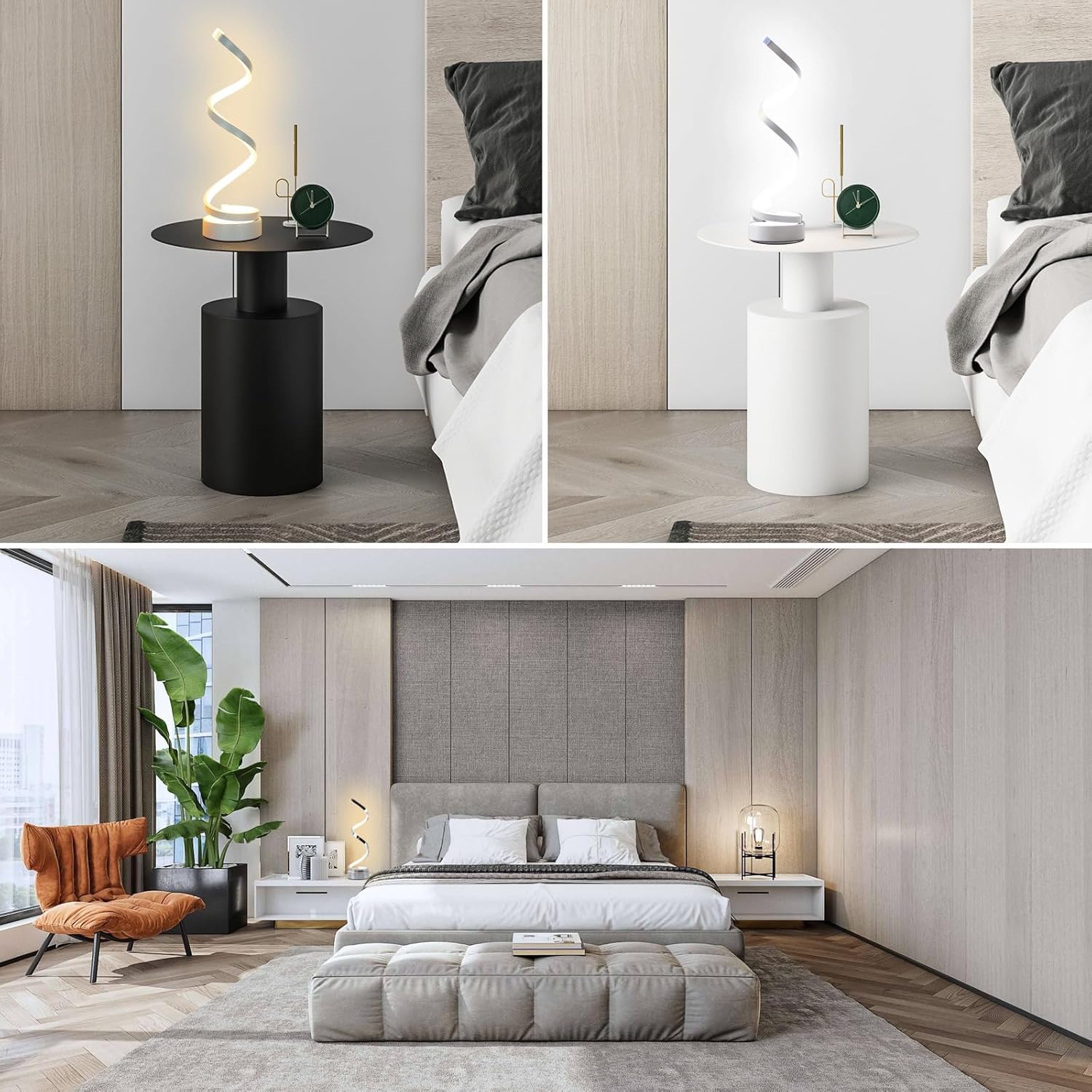 Lampe de table LED en spirale, moderne, simple et à intensité variable, pour chambre, salon, table de chevet (blanche) - 6