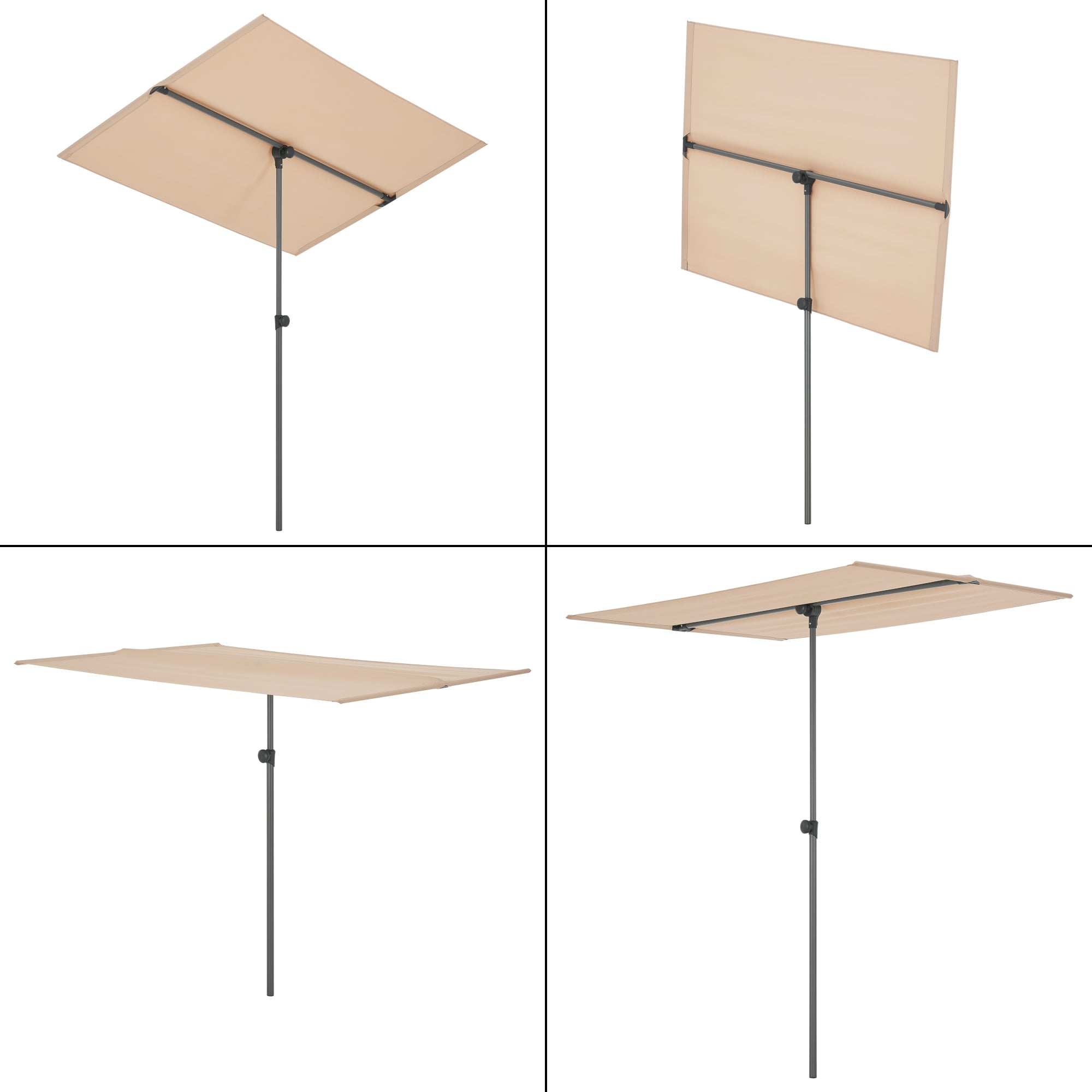 Parasol Carsoli inclinable à 360° rectangulaire 180 x 130 cm sable [pro.tec] - 6