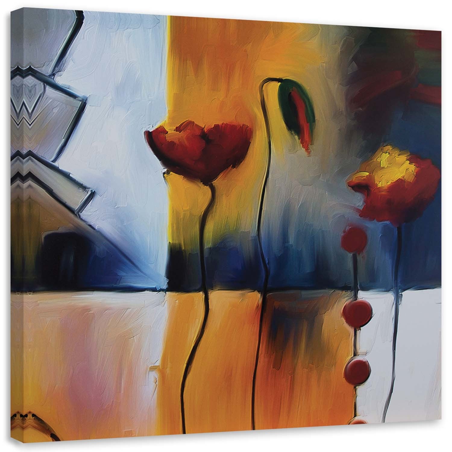 Obraz na płótnie, Dwa maki i pąk 40x40