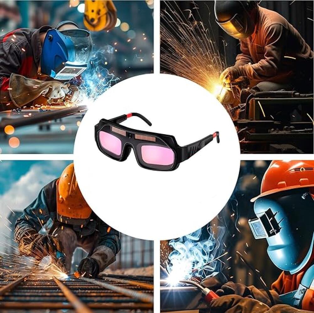 Lunettes de soudure - Lunettes de soudure avec auto-obscurcissement - Protection oculaire légère et flexible résistante aux UV pour travaux de const - 2