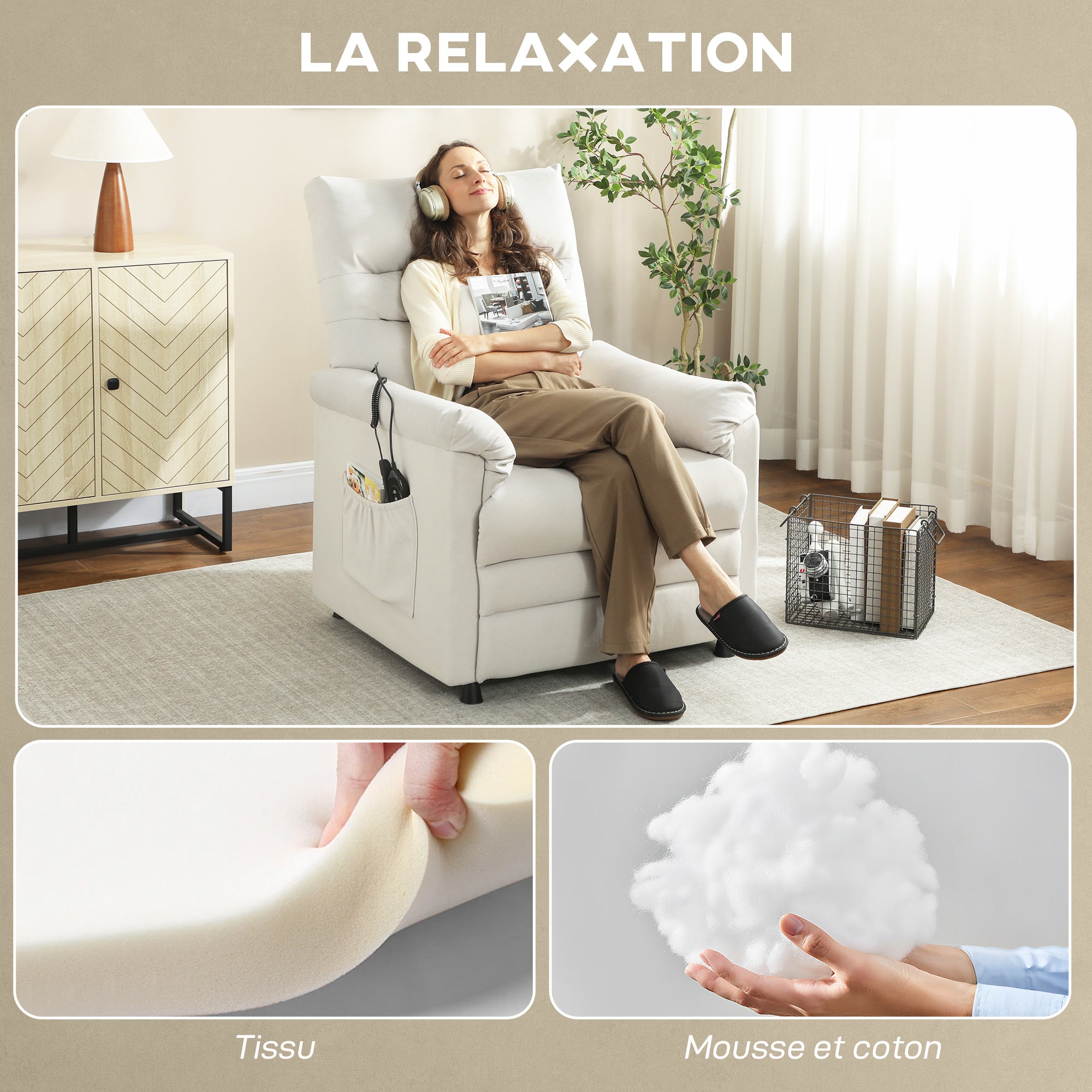 Fauteuil relax électrique velours HOMCOM - 8