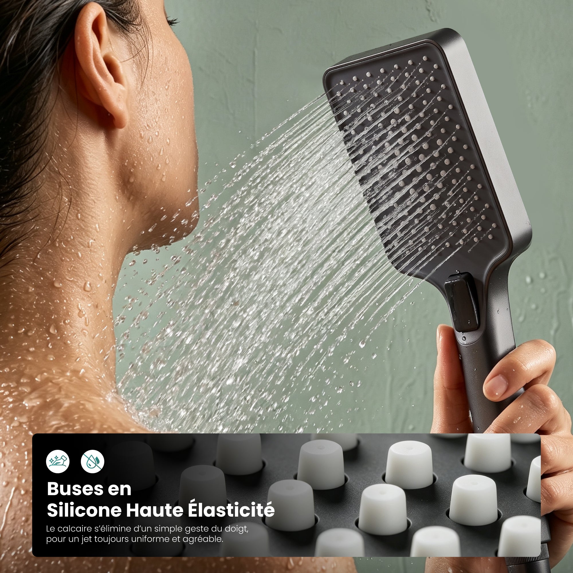Mai & Mai Ensemble de Douche Mural Mitigeur Pommeau de Douche Gris Réglable en Hauteur 3 Modes de Jets Arvexa-02 - 4