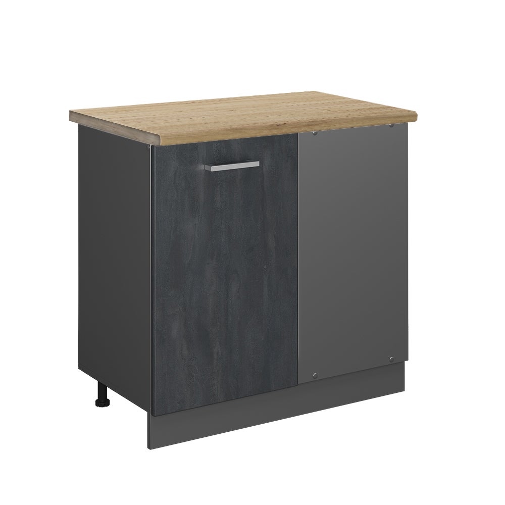 Vicco Szafka narożna R-Line, Czarny beton, 86 cm BP Dąb