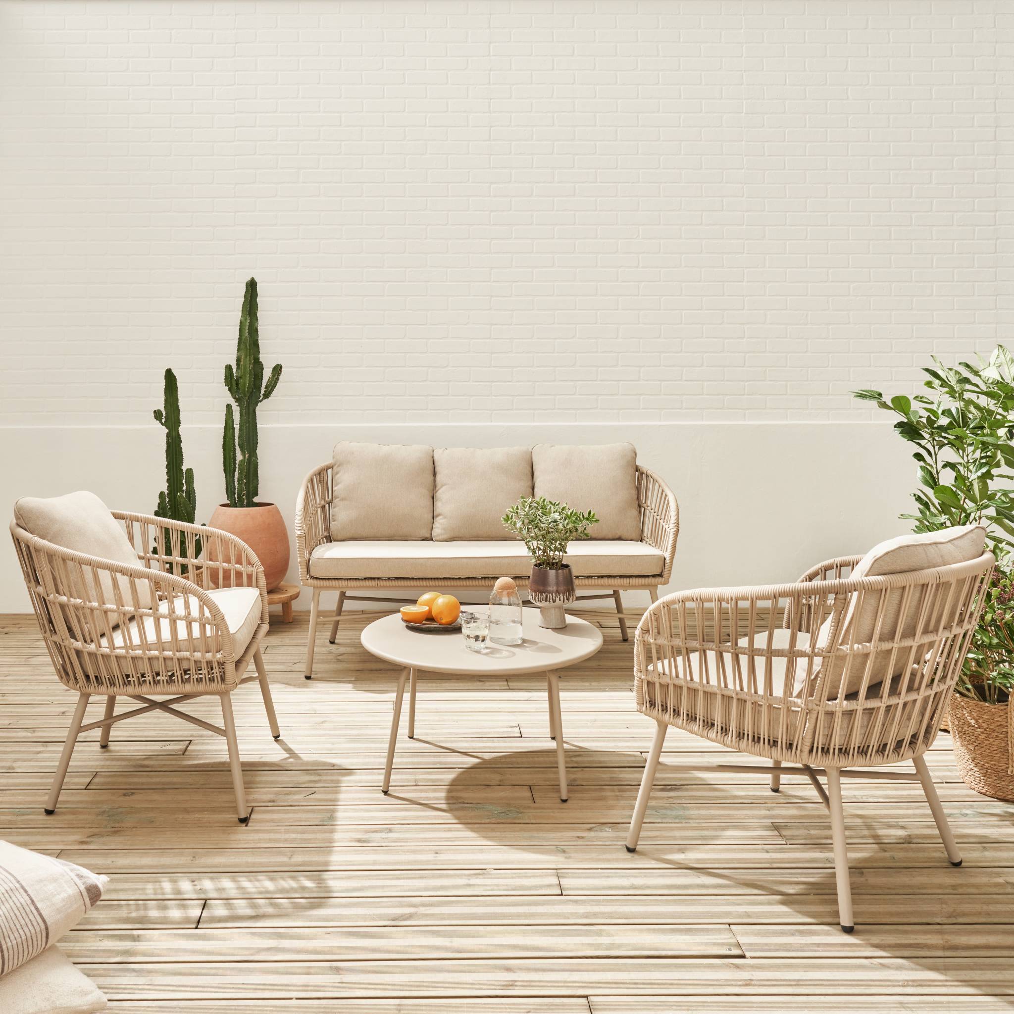 Salon de jardin en Acier Beige 4 personnes - 4