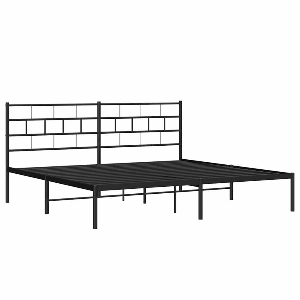 Estructura cama sin colchón con cabecero metal negro 193x203 cm vidaXL - 5