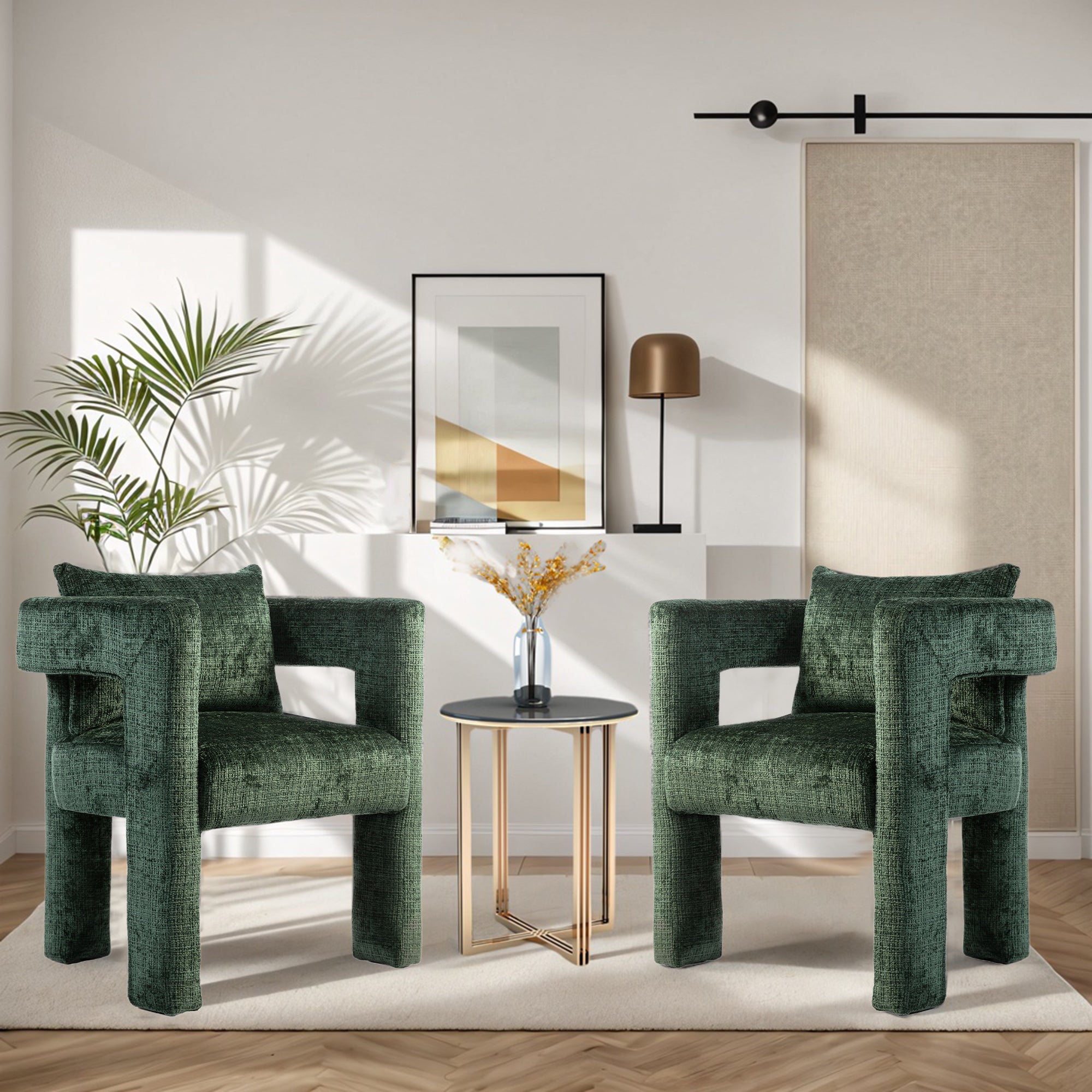 Chaise longue moderne en chenille avec un design unique d'accoudoir ...