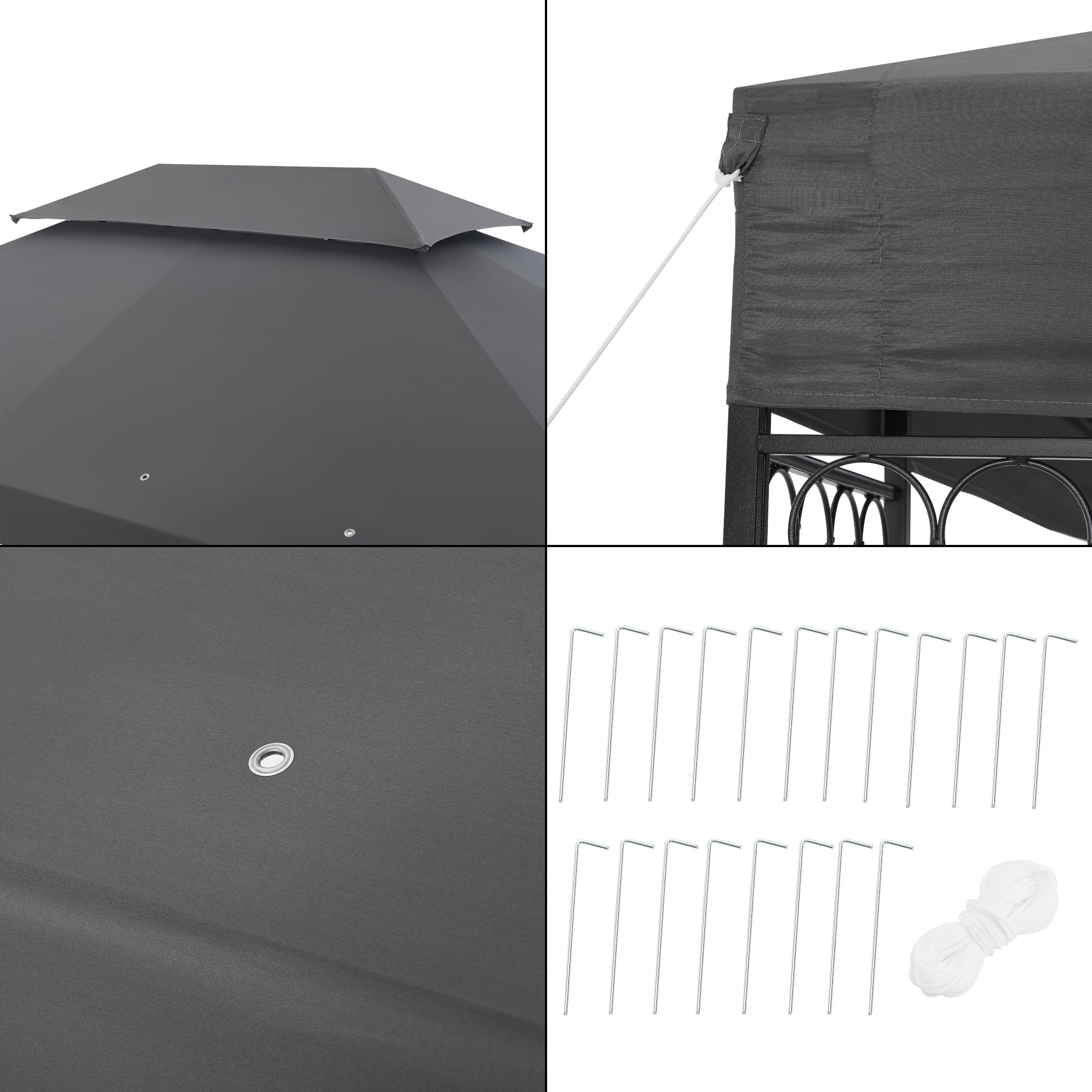 Padiglione Decorativo 'Lanciano' 400 x 300 x 265 cm Gazebo per Eventi - Grigio Scuro [en.casa] - 7