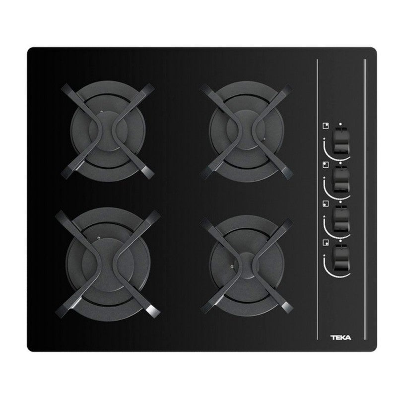 Piano Cottura A Gas Teka GBC64003KBA 60 Cm - Vetro Temperato Nero Con 4 Fuochi E Accensione Automatica
