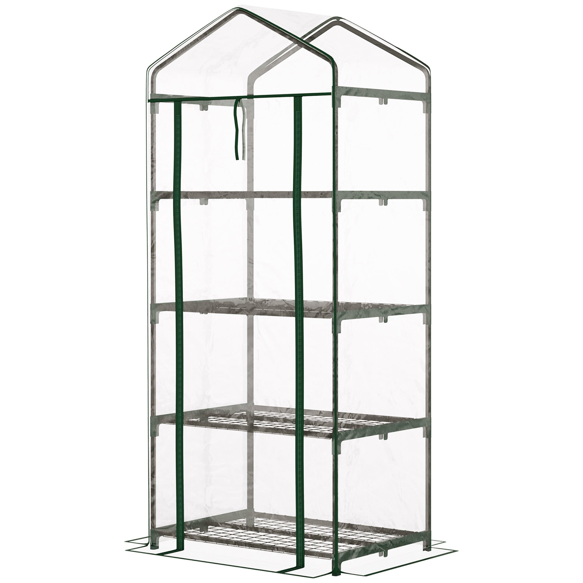 Serre de jardin avec étagères 4 niveaux, serre de balcon, bâche renforcée PVC, châssis en acier,intérieur et extérieur, 70x50x160cm, transparente - 2