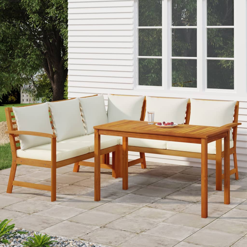 Salon De Jardin VidaXL Ensemble à Manger De Jardin Avec Coussins 4 Pcs, Table De Terrasse, Meubles De Patio, Mobilier D'Extérieur, Beige 3277492