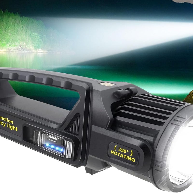 Akumulatorowa latarka LED o mocy 1 000 000 lumenów z głowicą obrotową 350°, 9 trybów, ultrajasna – wodoodporna latarka awaryjna zasilana energią słone