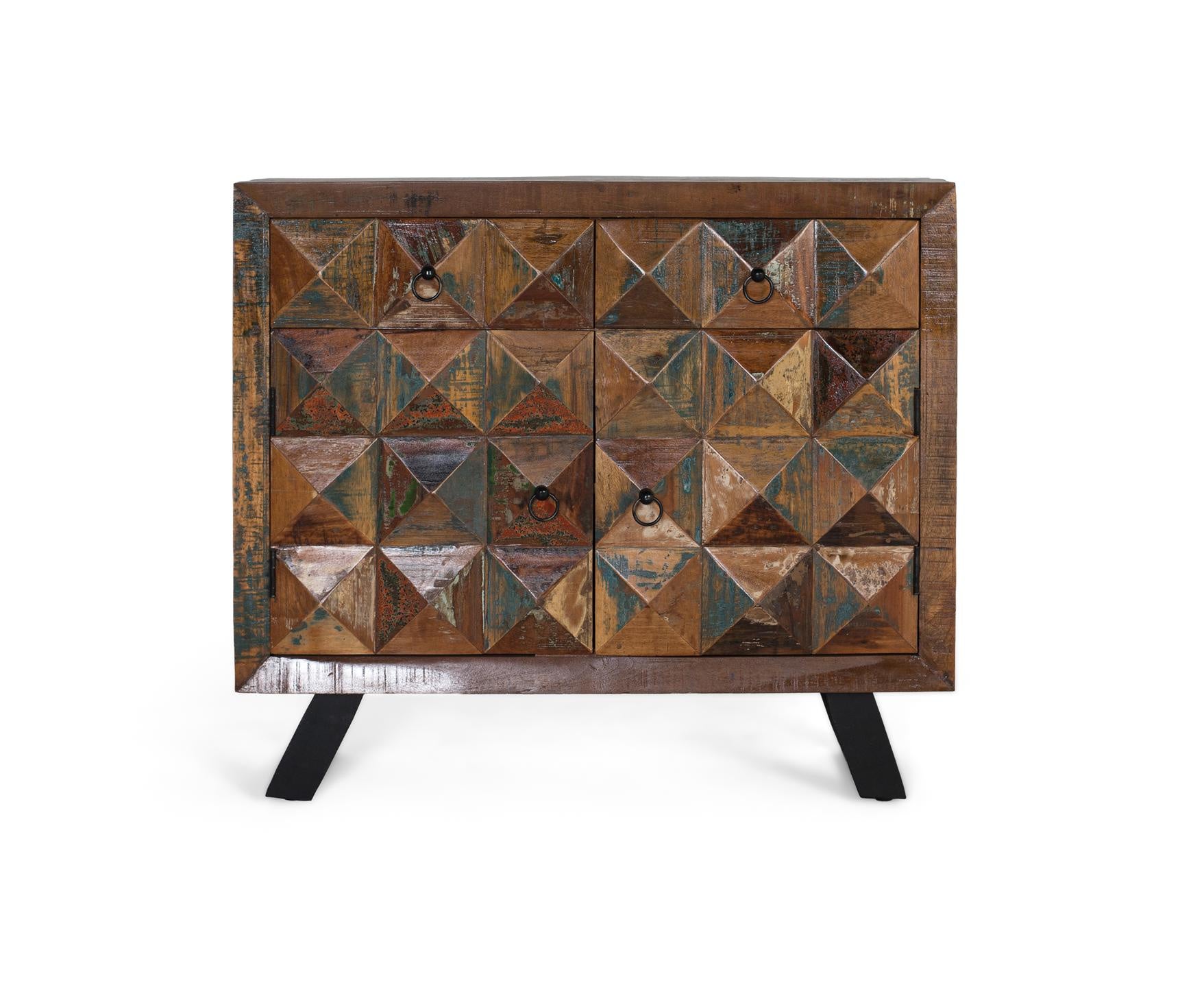 Konsola z drewna z recyklingu, 100 cm, styl nowoczesny, industrialny - 87x100x32 GYC