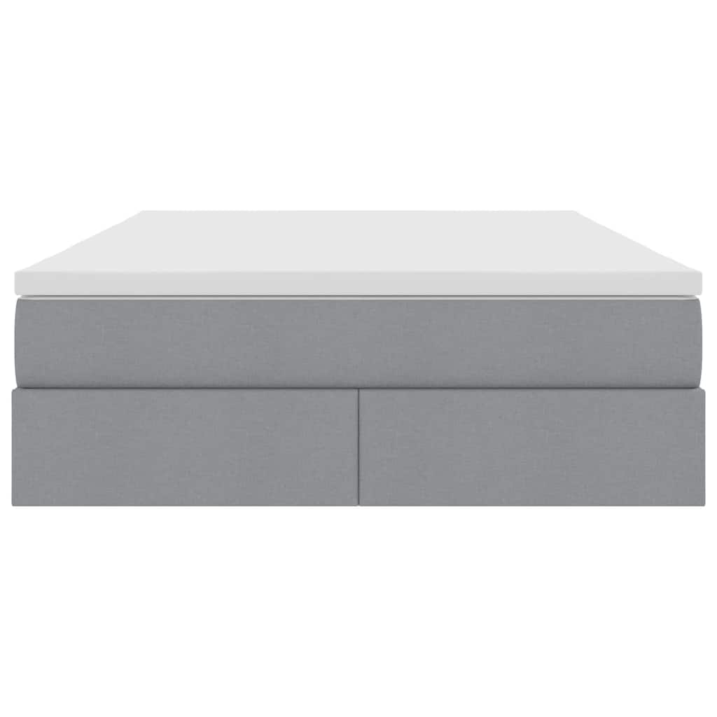 Lit avec rangement et matelas gris clair 140 x 190 cm polyester - 7