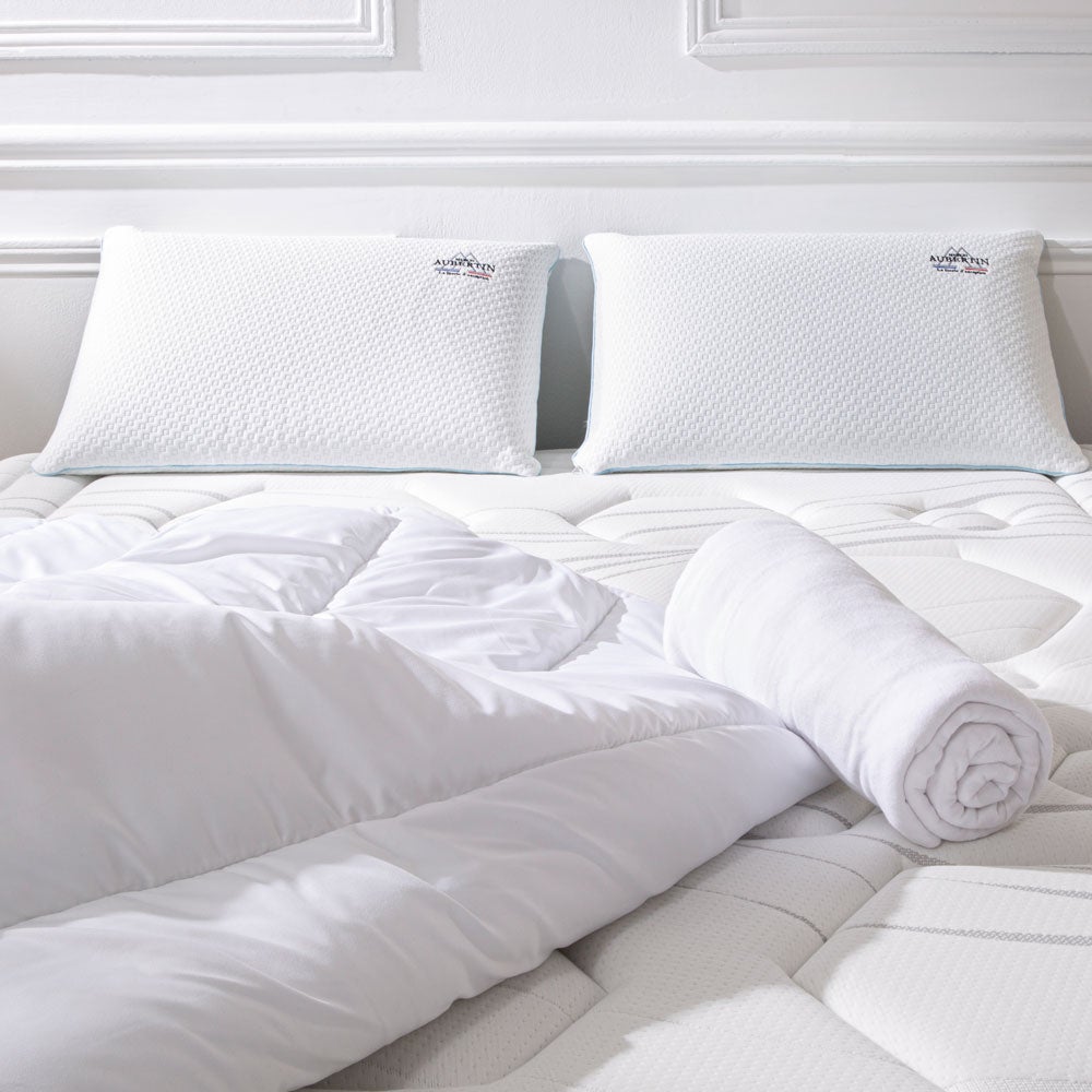 Ensemble Accessoires Prêt à Dormir | 2 Oreillers avec couette et protège-matelas | 140x190 cm - 3
