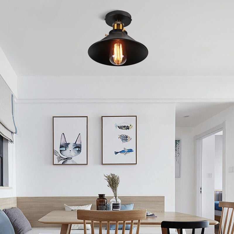 Zestaw 2 lamp sufitowych w stylu industrialnym, żyrandole metalowe retro, lampy wiszące LED, wysokiej jakości lampy sufitowe, φ22 cm (biało-złote) - 2