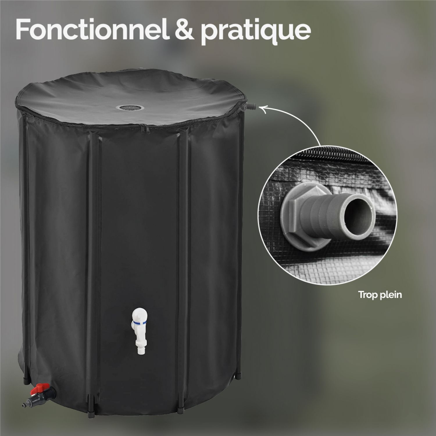 Trop-plein pour récupérateur d'eau de pluie - Linxor - 2