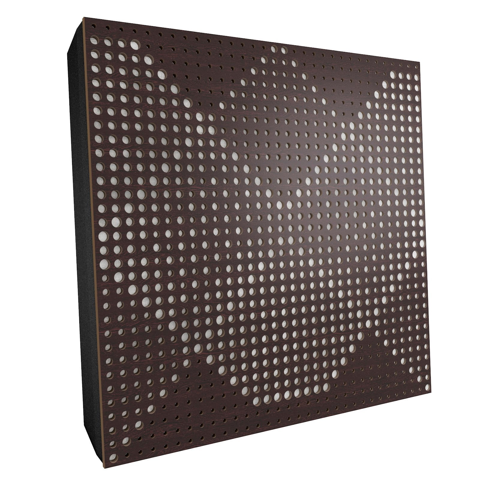 Lot de 2 Panneaux acoustiques WILDS-F décoratifs insonorisants 50x50x5 cm - MDF perforé laminé, tissu et mousse acoustique -Wengé+Blanc - 2