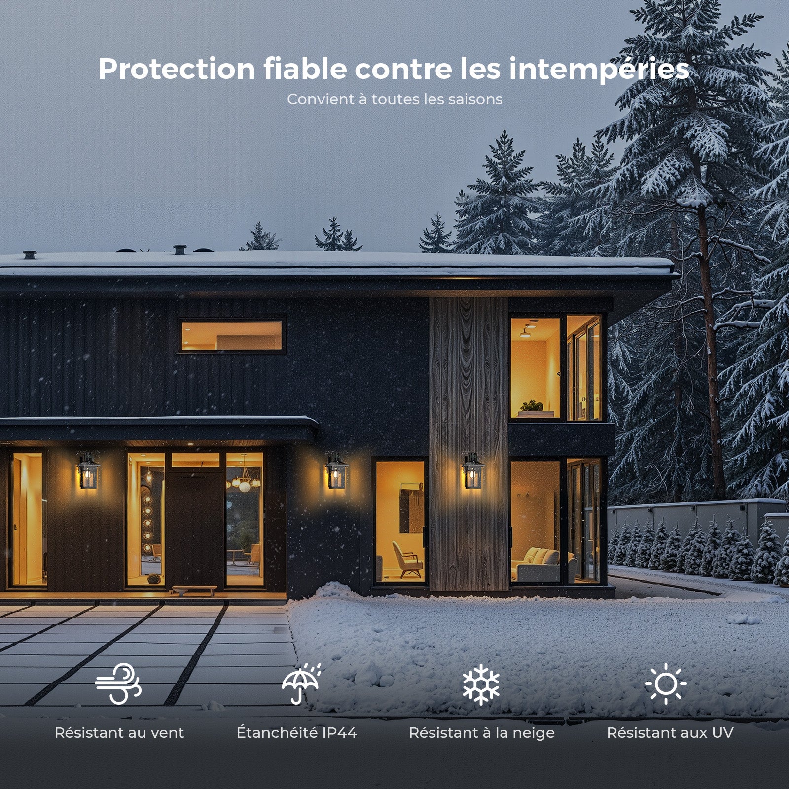 Applique murale extérieure rétro en alliage d’aluminium moulé sous pression, IP44, avec capteur de mouvement, douille E27, pour jardin, garage, porche - 3