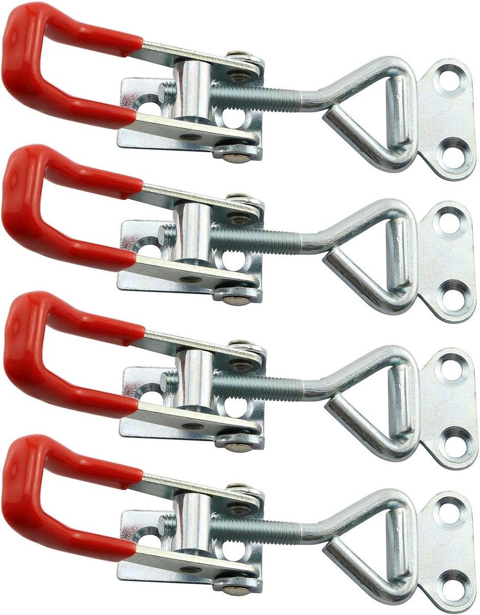 Set de 4 zăvoare basculante reglabile, capacitate 180 kg, încuietoare metalică cu pârghie reglabilă, pentru cutii, dulapuri, sertare și uși franceze 4buc