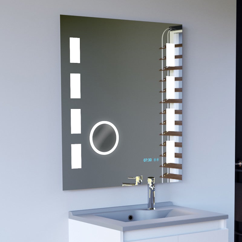 Miroir lumineux EXCELLENCE 70x80 cm - antibuée, loupe et horloge - 4