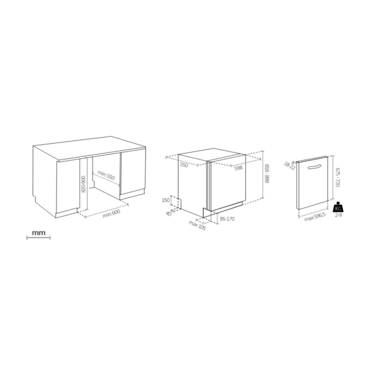 Lave-vaisselle 60cm 14 couverts 44db tout intégrable - Candy CI4C4F0PA - 7