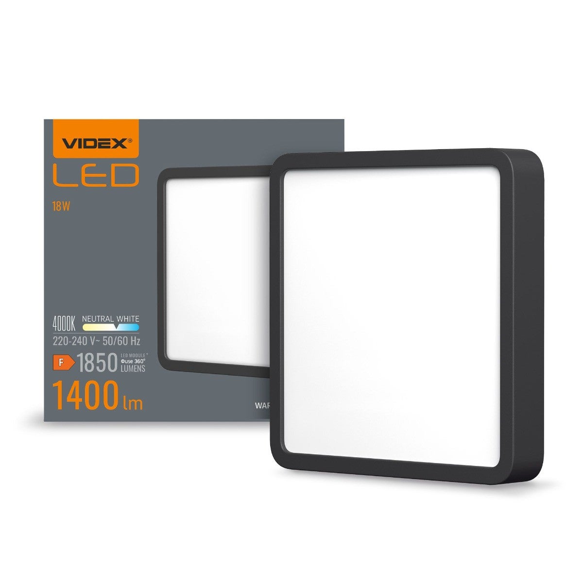 Plafon kwadratowy czarno-biały LED 15W wym: 19,2 x 19,2 cm Videx