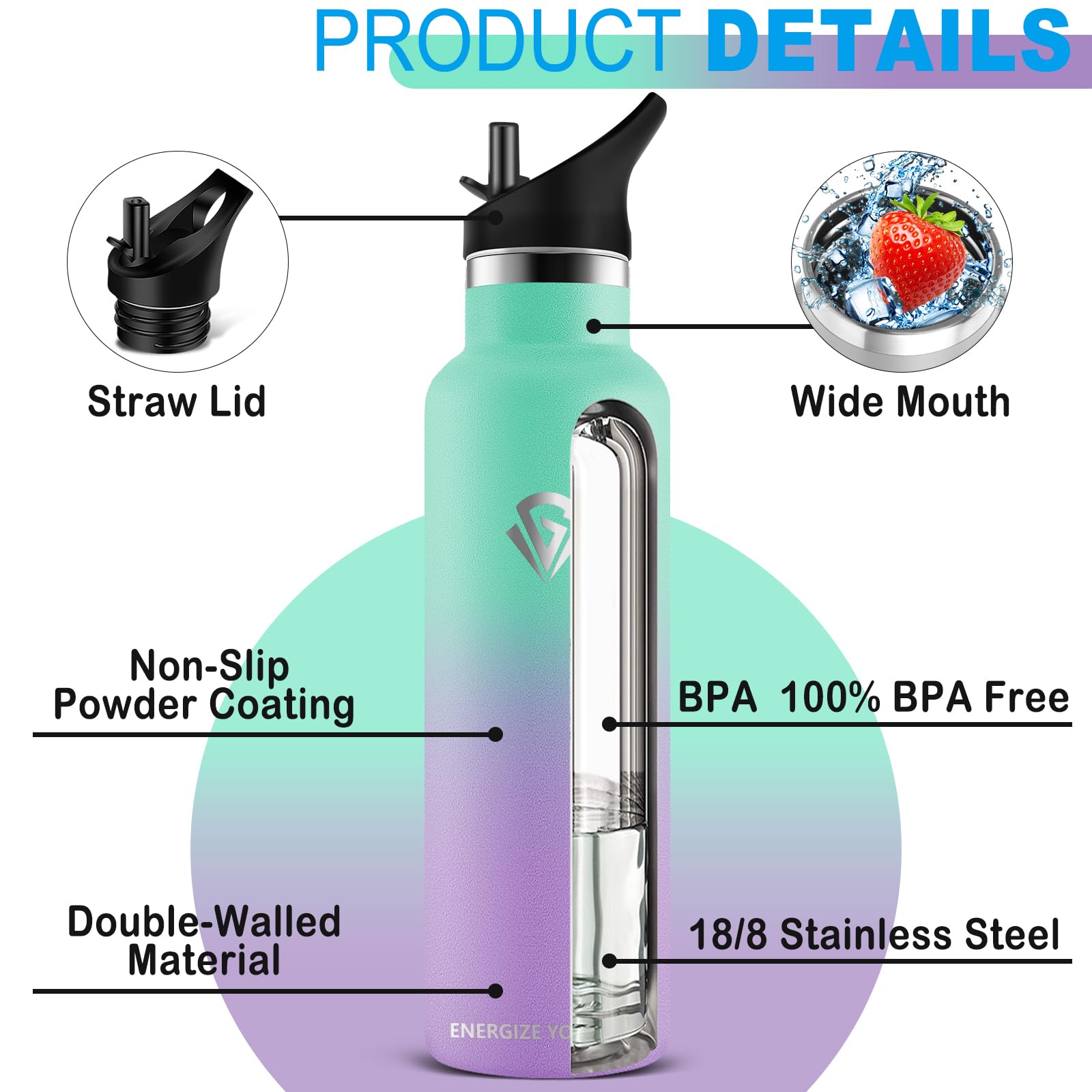 Borraccia Vetro Cleesmil 1L - Con Cannuccia E Custodia Neoprene