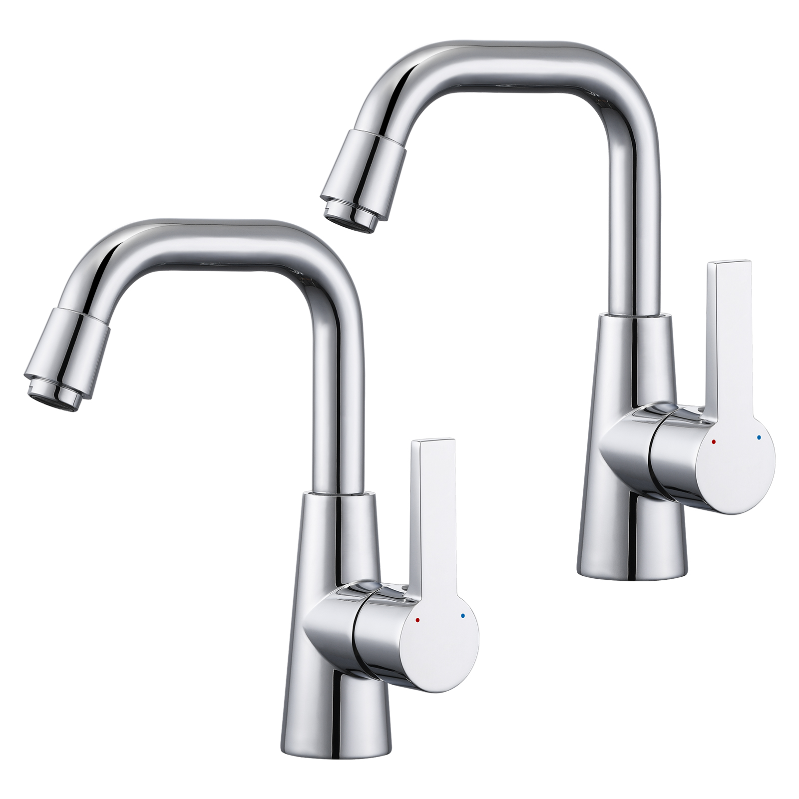 LOVHAUS Zestaw 2 Krany Łazienkowe Obrotowe 360° Do Umywalki Z Mosiądzu Chromowanego