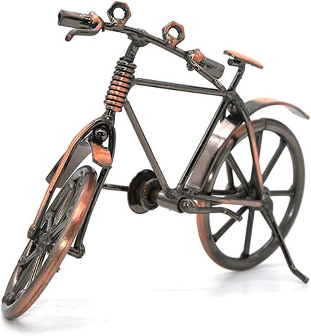 Modelo criativo bicicleta em ferro forjado bicicleta arte vintage decoração casa escritório estátua decoração casa pequeno presente amantes ciclismo
