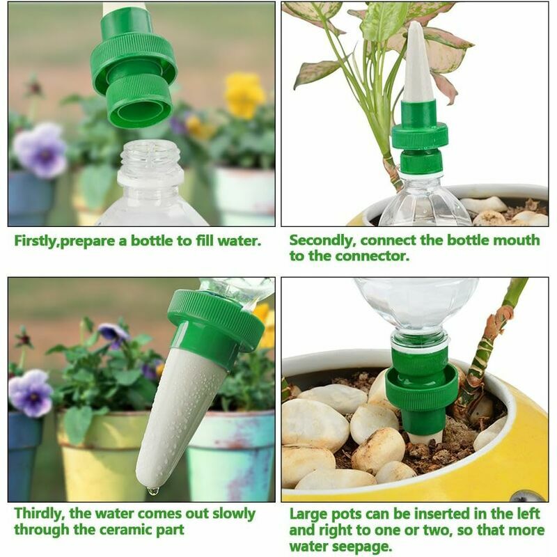 4pcs Automatique Plante d'irrigation d'eau Distributeur cône en céramique tête Plante verseur Goutte à Goutte d'irrigation pour Jardin, Plante d'intér - 4
