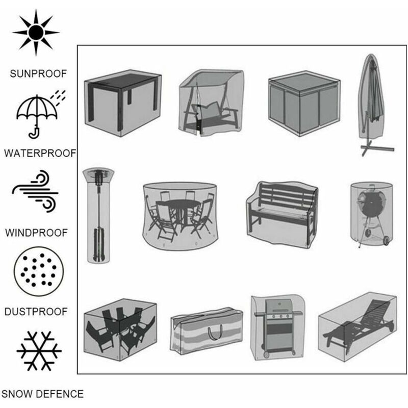 Copertura Per Mobili Da Giardino 210x140x80 Cm - Tessuto Oxford Impermeabile E Anti-UV - Foto 11