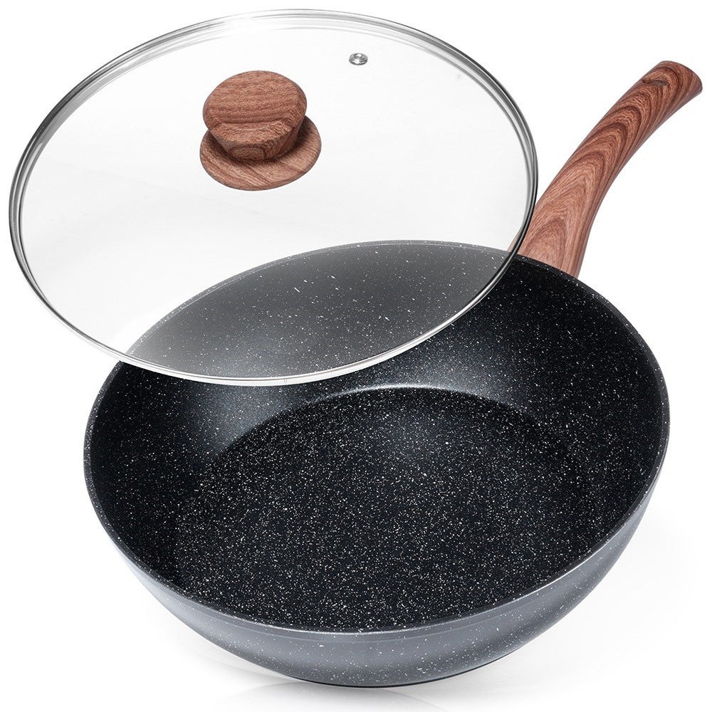 Patelnia granitowa ze szklaną pokrywką BLACK&amp;WOOD 28 cm, 3,5 l