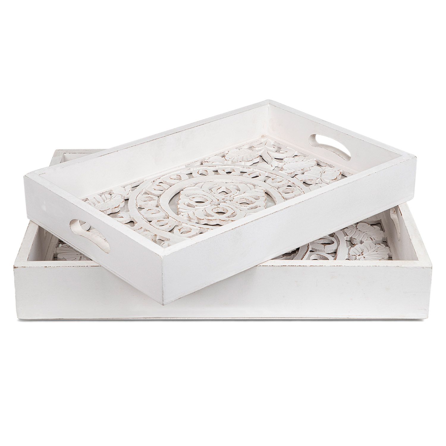 Lot De Deux Plateaux Art Nouveau – Décor Vintage – Carton Multicouleur