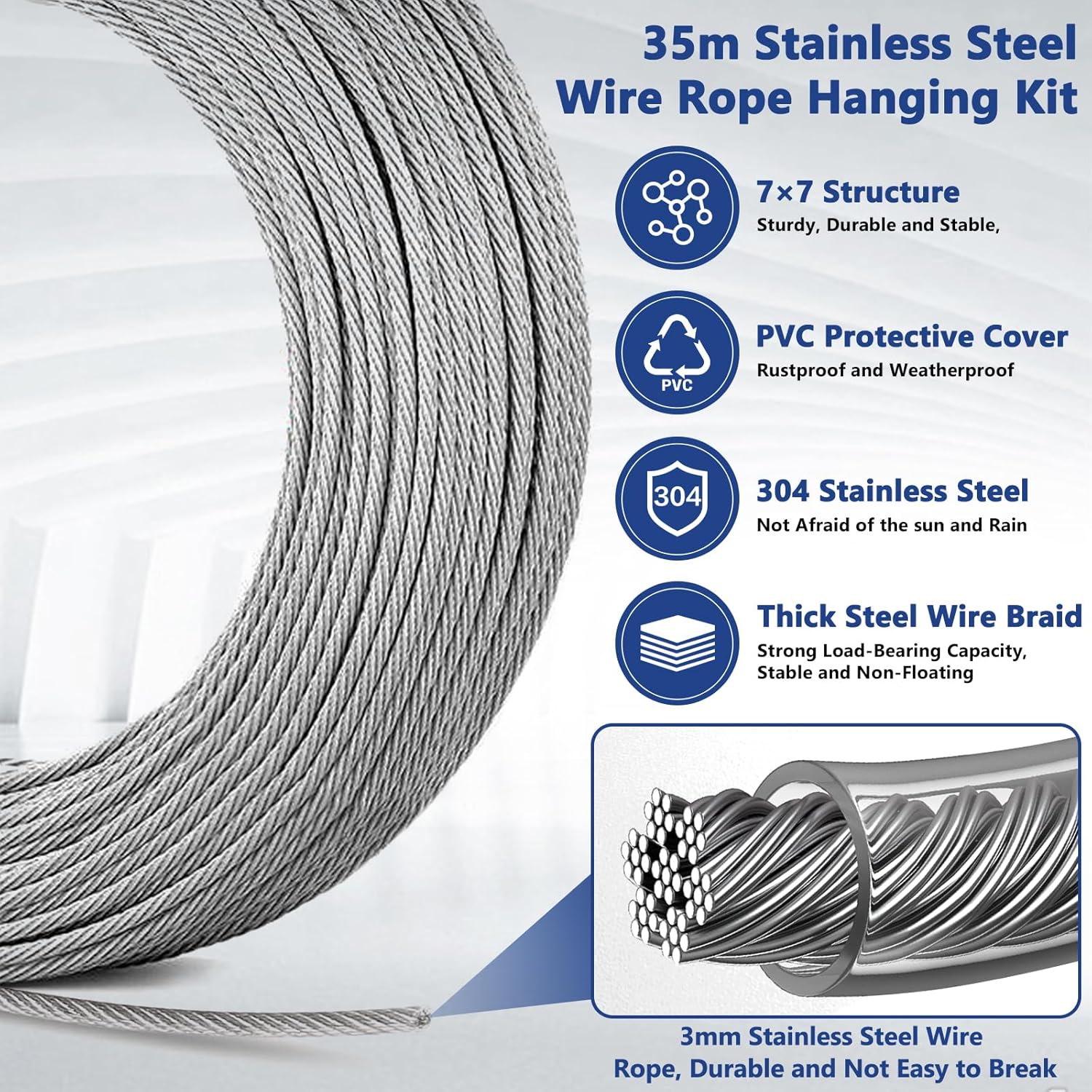 Cavo Acciaio 3mm 10m,tendifilo Per Recinzione M5,tenditore Cavo Acciaio,tirante Cavo Acciaio,fune Acciaio,tendicavo Per Filo Acciaio,cavo Acciaio Per Tende Da Esternom