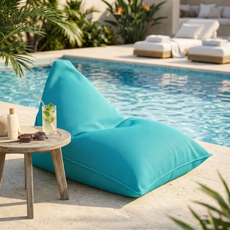 Pouf piscine XL flottant 140x120x90 cm extérieur piscine terrasse jardin SANS billes bleu (LBF140120-4) - 5