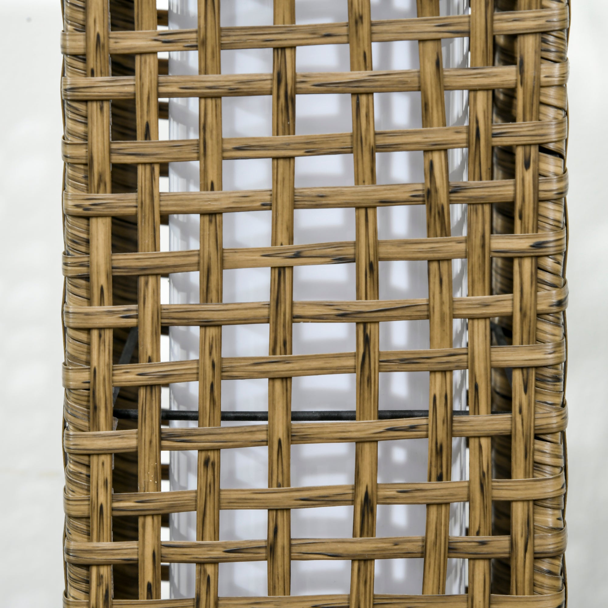 Candeeiro Solar de Vime Outsunny Cor de Areia Vime PE e Aço 15,5x15,5x69cm - 9