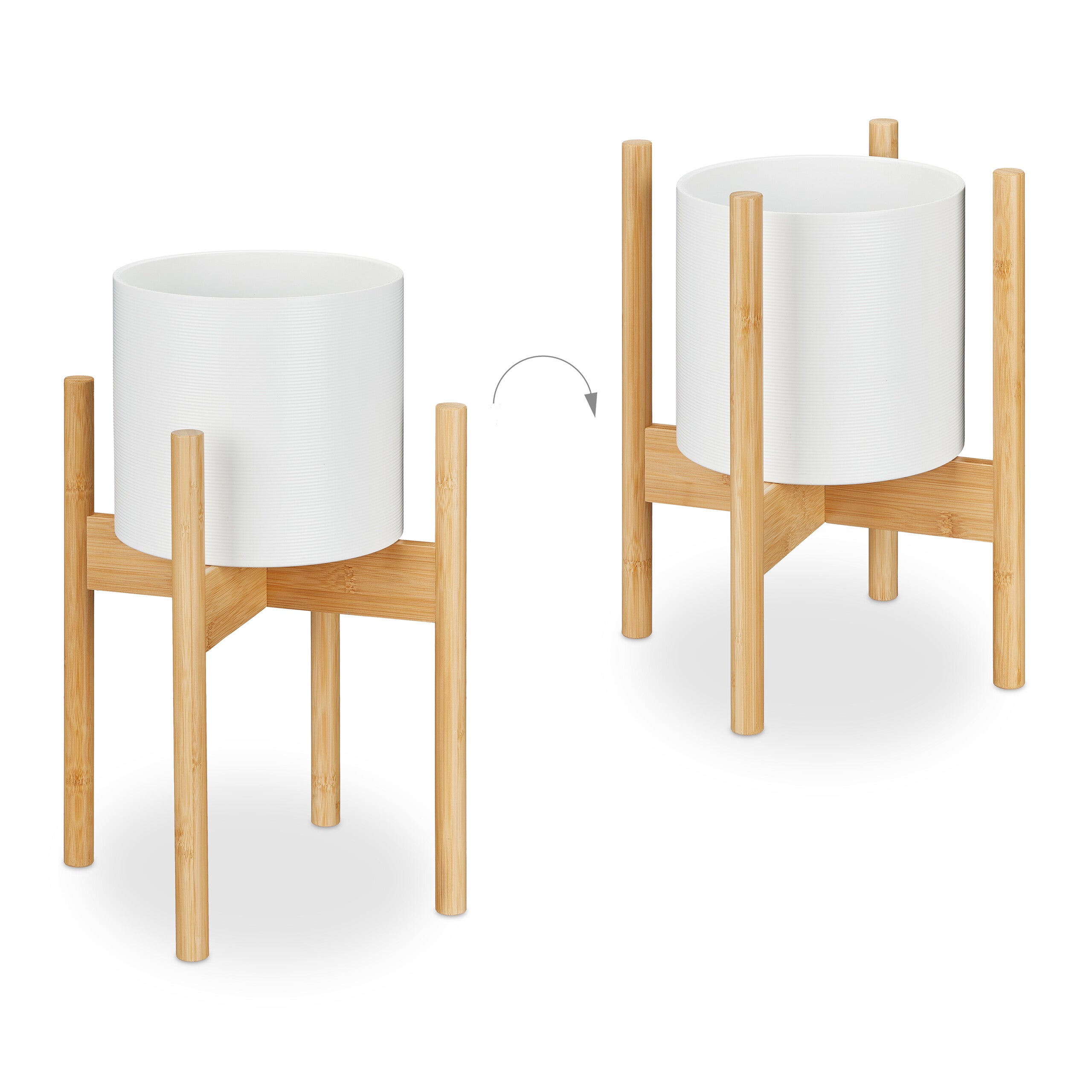 Support pour pot de fleurs, lot de 3, porte-plante intérieur, meuble pour pots jusqu'à D: 29 cm, nature, Relaxdays - 6