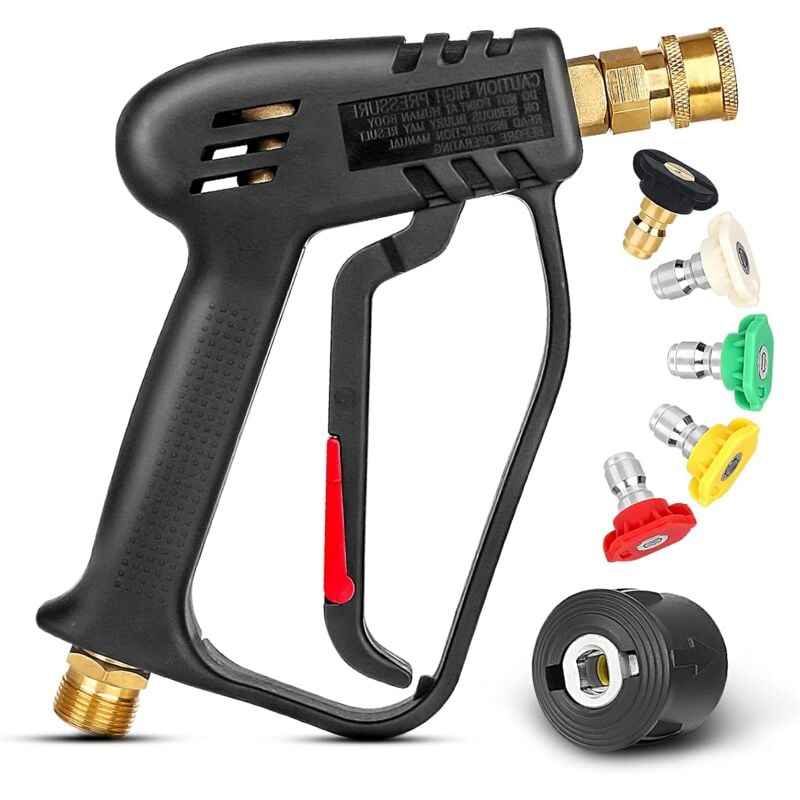 Pistolet do mycia wysokociśnieniowego 4000 PSI z 5 wymiennymi dyszami z szybkozłączką 1/4" i złączką M22