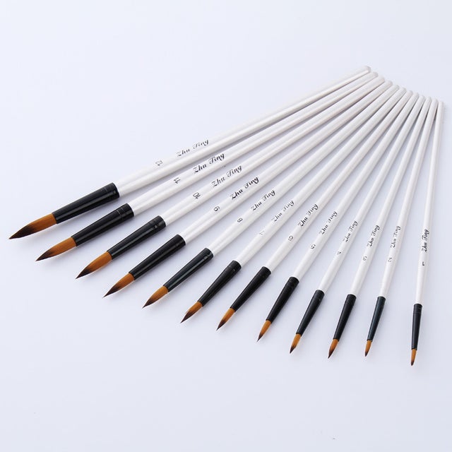 Ensemble de pinceaux pour peinture acrylique,12 pinceaux professionnels ronds et pointus,adaptés à l'acrylique,à l'aquarelle et aux loisirs créatifs