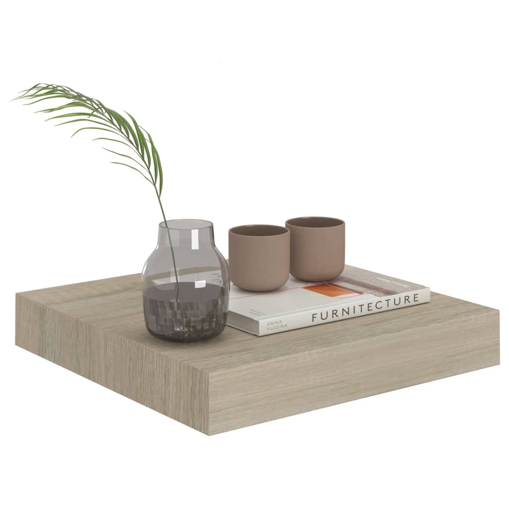étagères murales flottantes 2 pcs chêne 23x23,5x3,8 cm MDF - 3