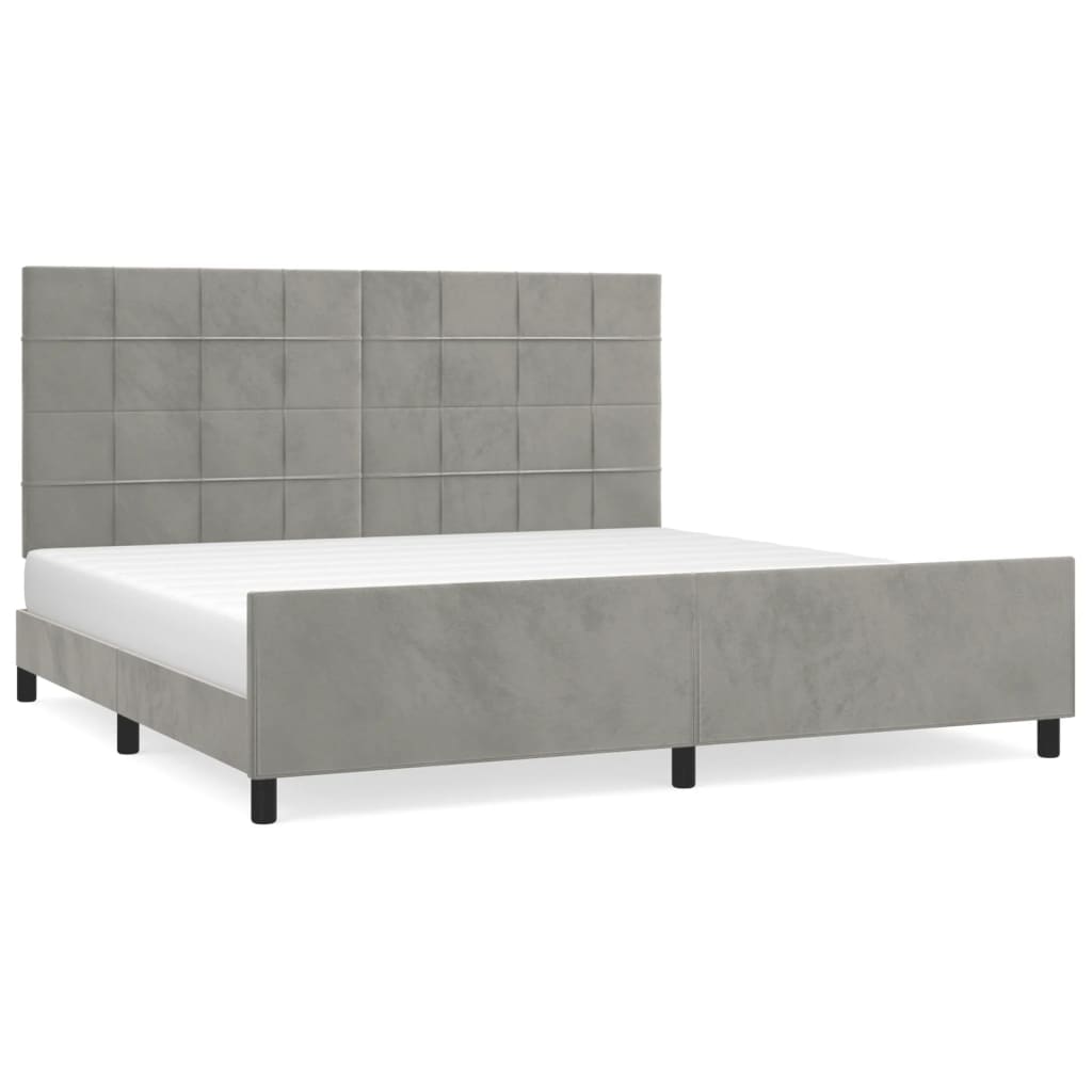 Cadre de lit sans matelas gris clair 200 x 200 cm en velours - 2