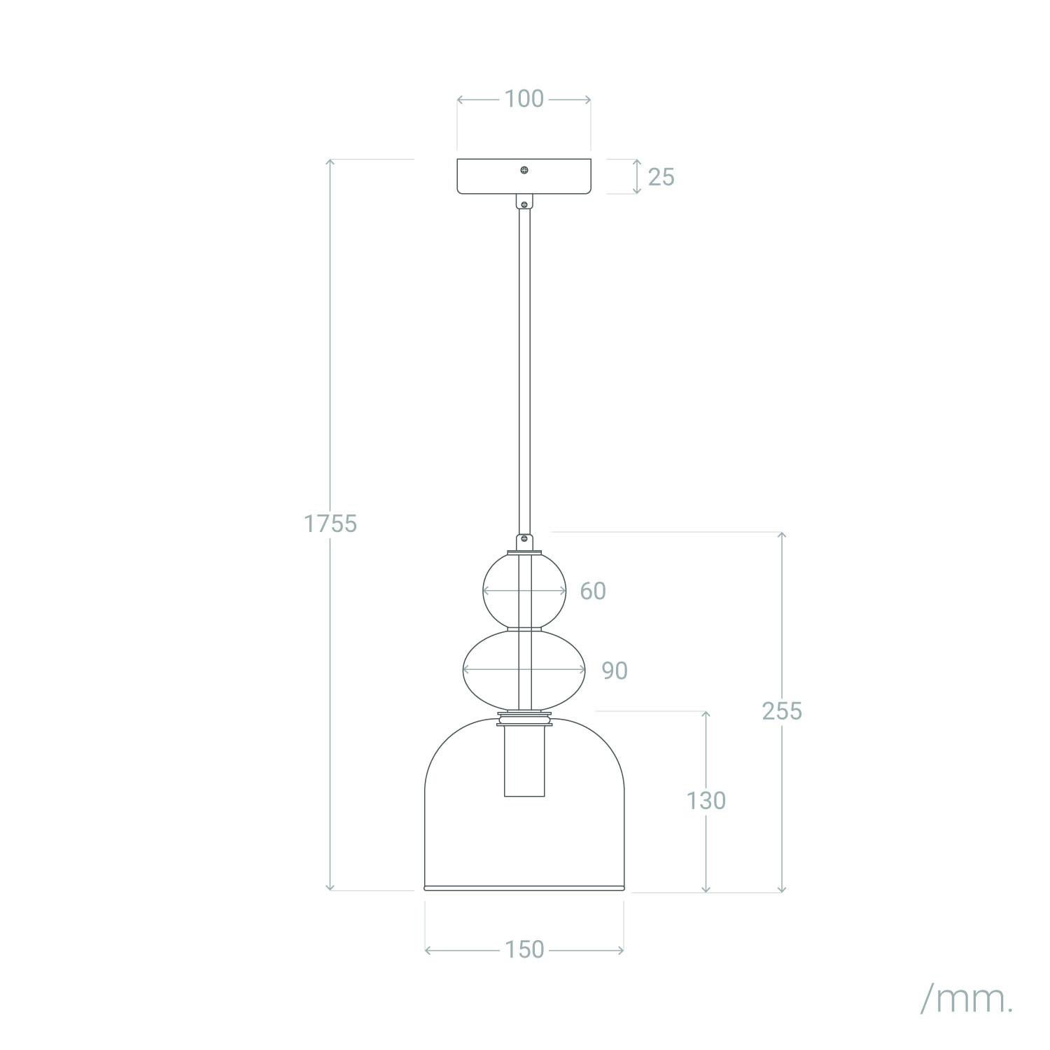 - Lampada a Sospensione Baudelaire | Design Elegante in Metallo e Vetro | Compatibile con Lampadina E14 | Uso Interno | Paralume - 5